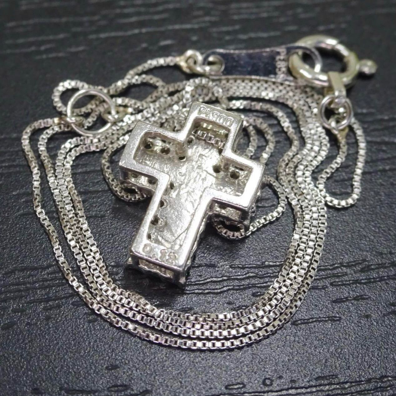 プラチナ pt900 pt850 天然ダイヤモンド0.12ct クロス デザイン トップ 
