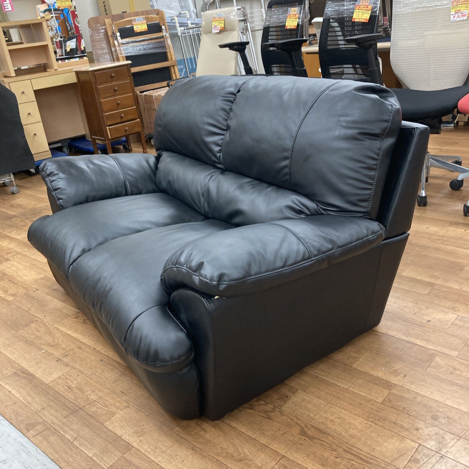 レザー２Pソファ 黒