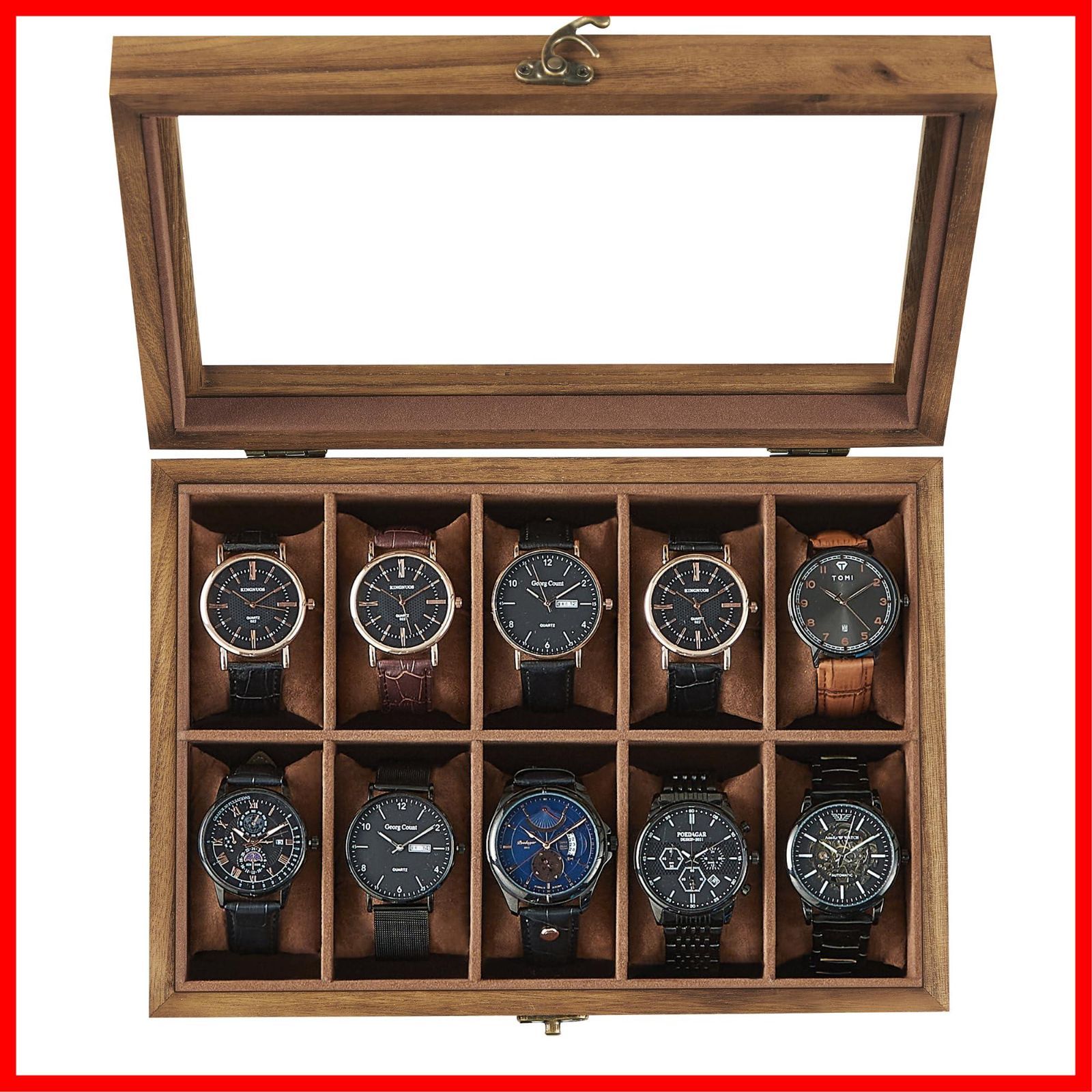 速発送】SONGMICS 時計ケース 10本 木製 腕時計収納 コレクション