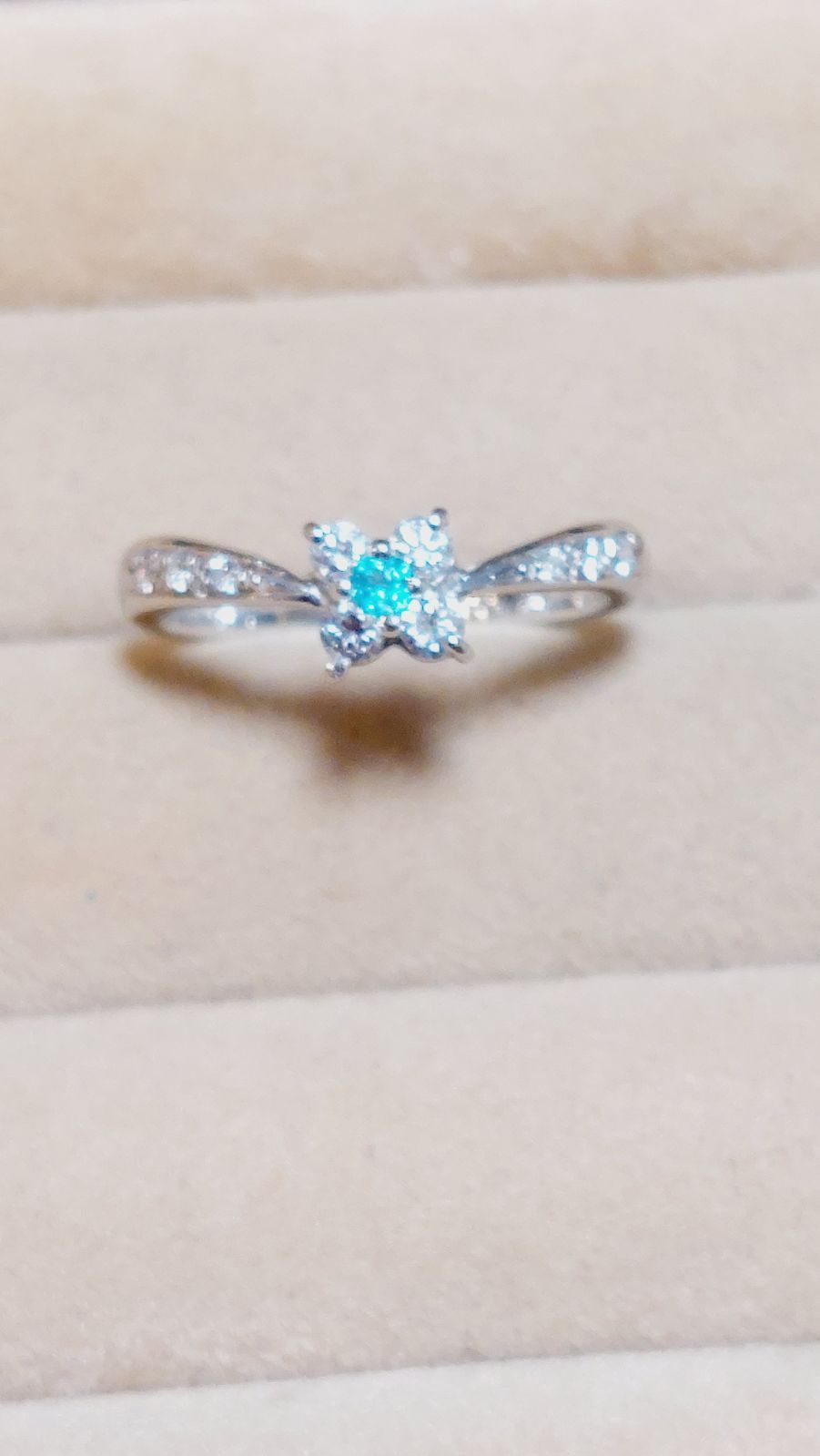 PT900パライバトルマリン0.04ダイヤ0.27きらりんリング