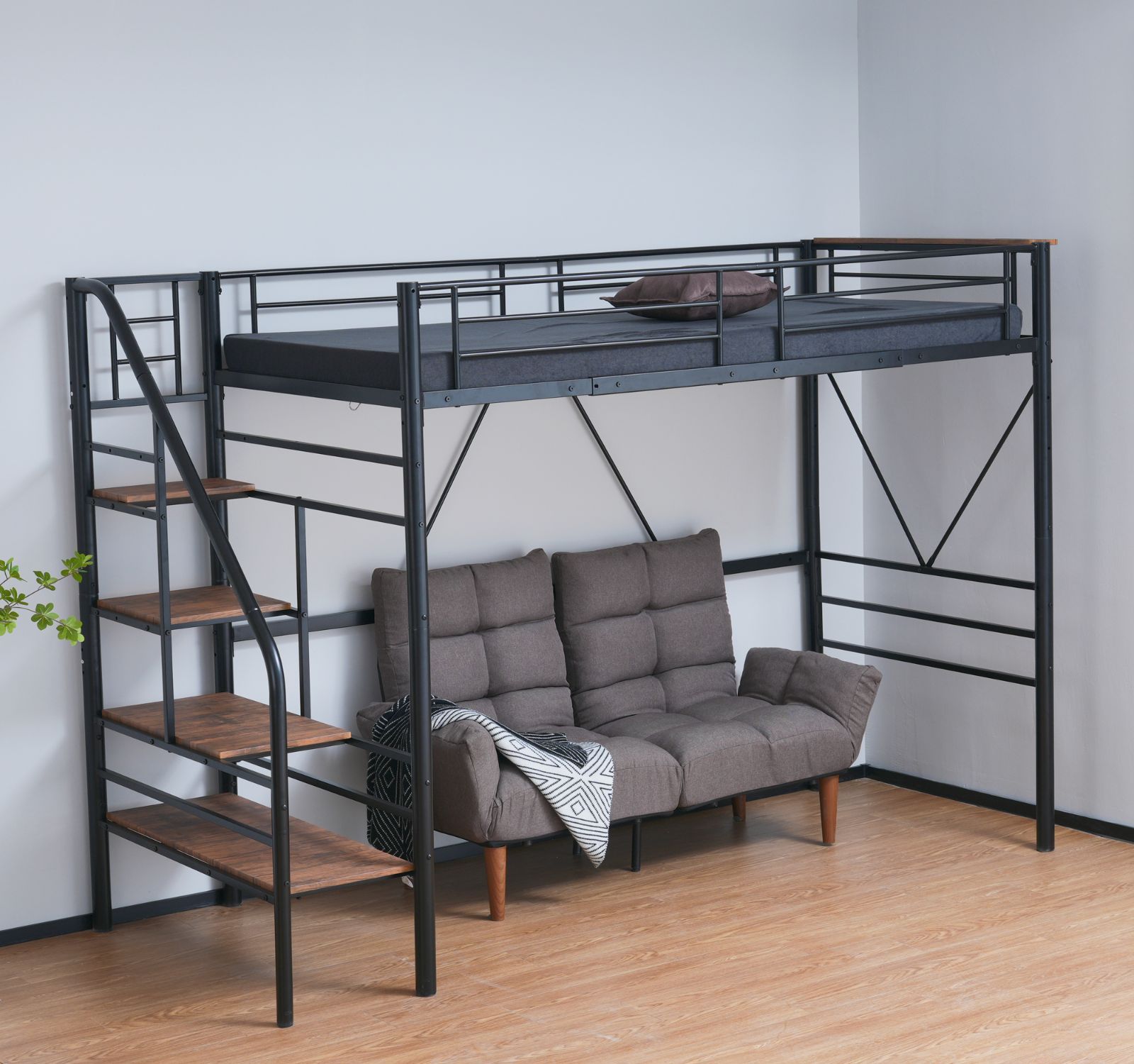 【直接引き渡し】グレーメタル　ロフトベッド　シングル 直接引き渡し】グレーメタル ロフトベッド シングル 近隣直接引き渡し