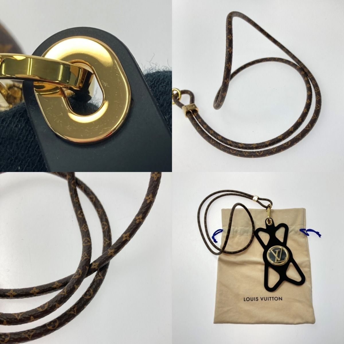 Louis Vuitton スマホストラップ ブラック LOUIS VUITTON ルイヴィトン ショルダーバッグ ガストン