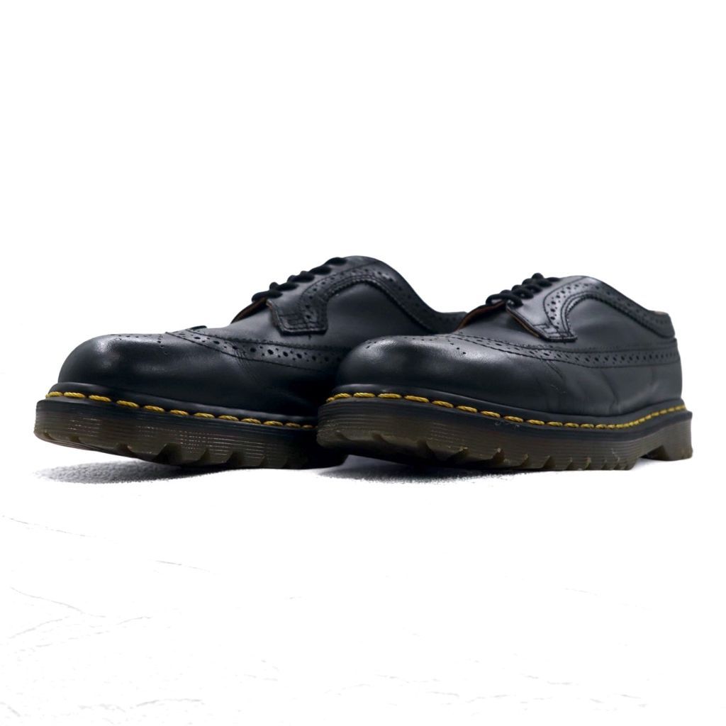 Dr.Martens ウィングチップ ブローグシューズ 靴 レザー 本革 26 Dr.Martens イエローステッチ ブローグ シューズ 26cm ブラック