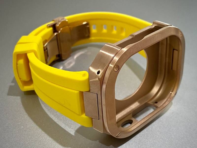 イエローローズ AppleWatchカバーケース 脱着 簡単 保護 49㎜ Ultra カスタム ステンレス ベルト ラバー バンド アップルウォッチ対応