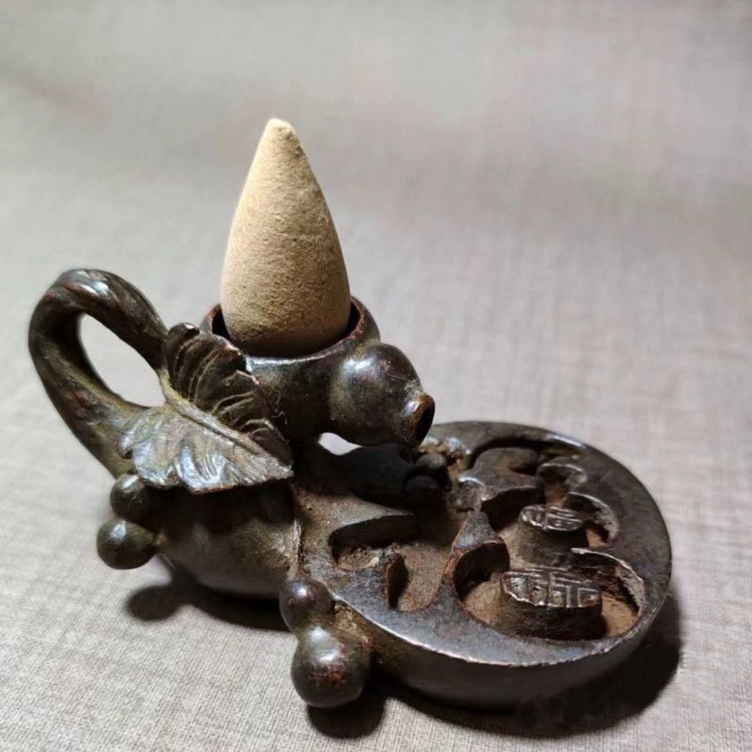 銅細工 瓢?福字倒流香炉 香道具 装飾品 工芸品 美術品 置物
