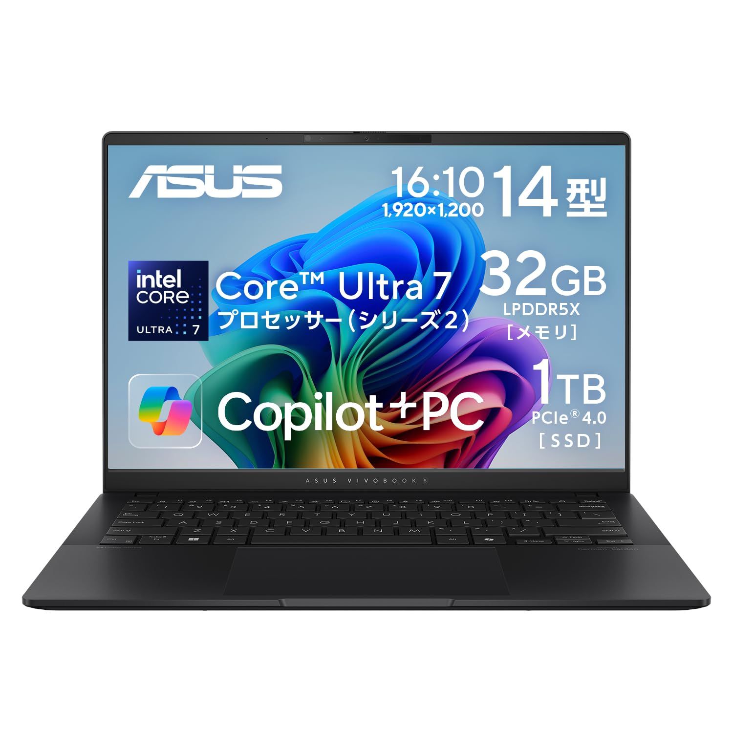 ASUS ノートパソコン Vivobook S 14 S5406SA 14型 インテル Core Ultra 7 258V メモリ 32GB SSD 1TB Windows 11 重量 1.3kg Wi-Fi 7 Type-C給電対応 顔認証 有機ELパネル