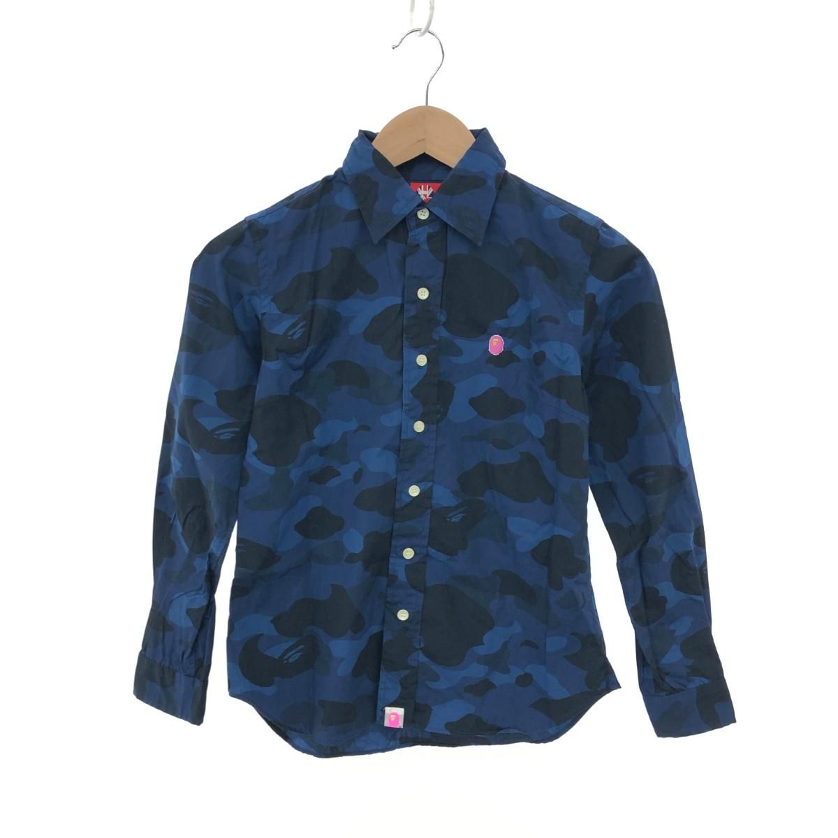 A BATHING APE カモフラ柄 シャツ ブルー 迷彩 S