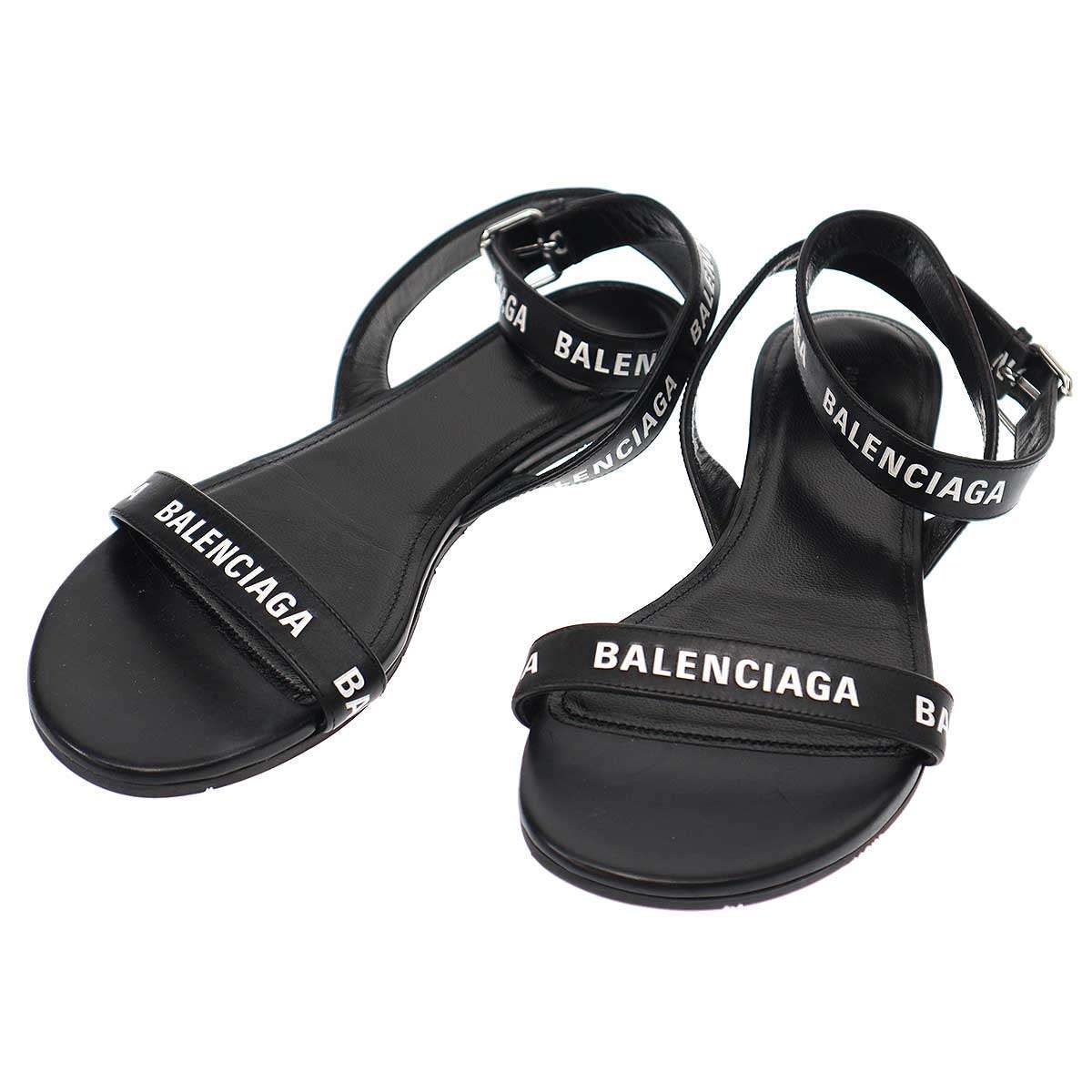 BALENCIAGA バレンシアガ ロゴストラップ フラットサンダル 551154 ブラック 36 - メルカリ