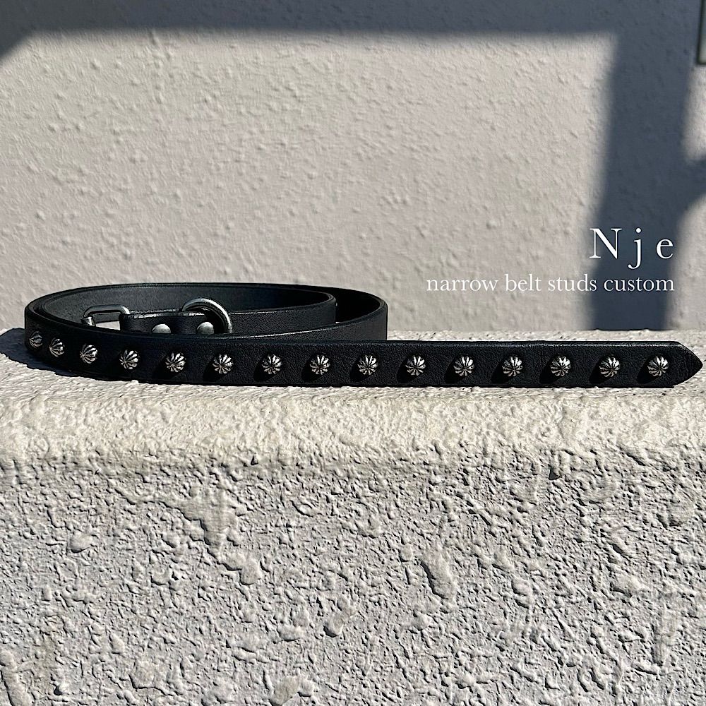 ナローベルト スタッズベルト 栃木レザーベルト レザーベルト ロングベルト Nje-bt19-15