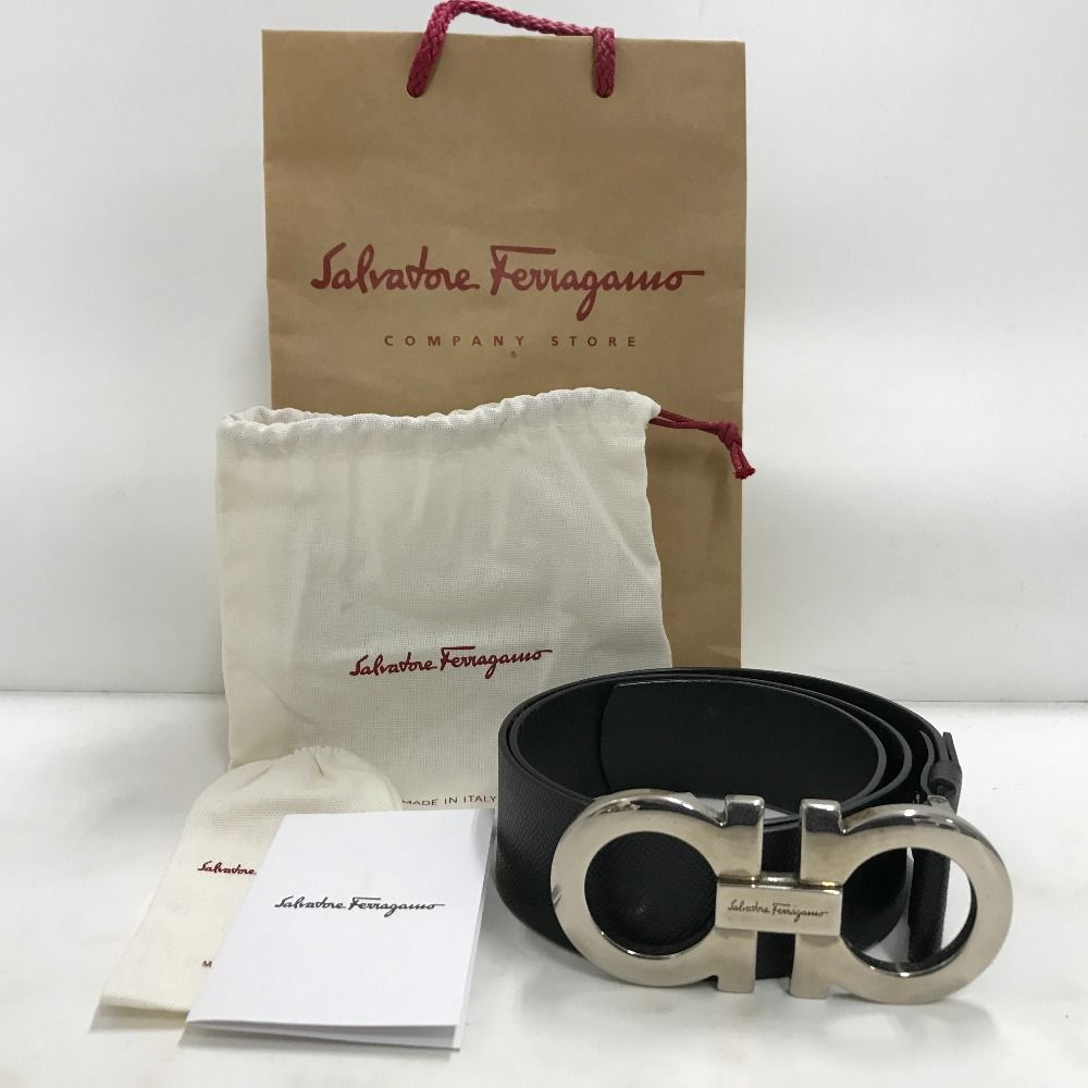 02w06887 Salvatore Ferragamo サルヴァトーレフェラガモ ダブルガンチーニバックル レザーベルト ブラック イタリア製 メンズ  保存袋あり ベルト NF-67 9068 【中古品】 - メルカリ