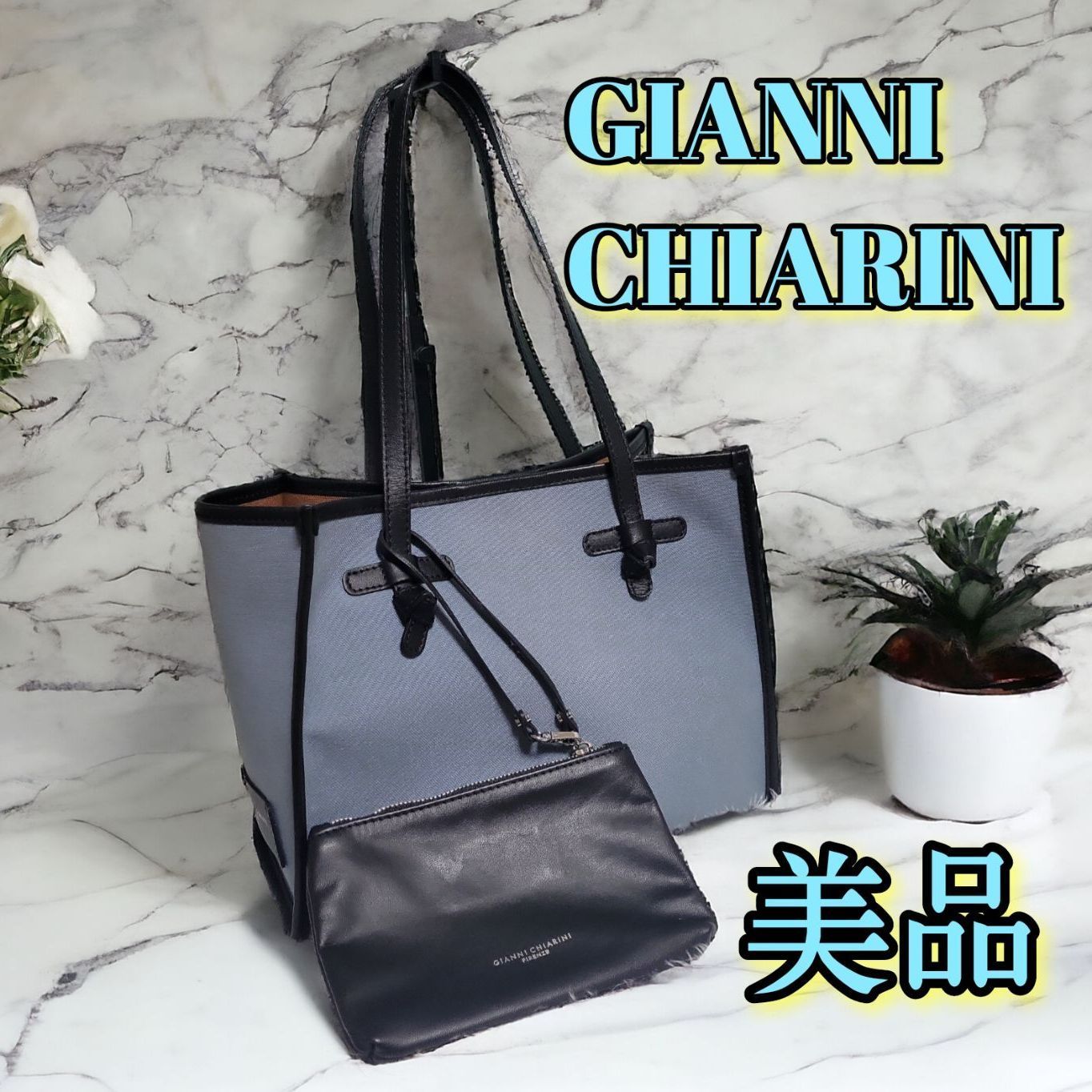 GIANNI CHIARINI 極美品 トートバッグ マルチェッラ 水色 - メルカリ 