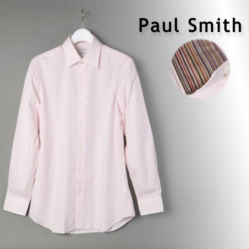 Paul Smith ポールスミス ブロード ダブルカフス ドレスシャツ | 553101 ライトピンク マルチストライプ ビジネス カジュアル 長袖 シャツ 少々訳あり 日本製 L -596