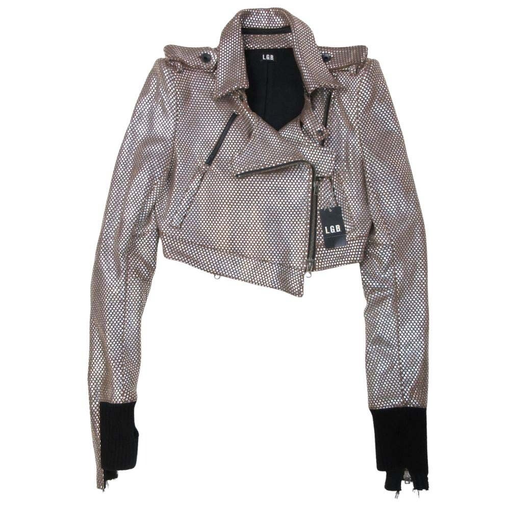 ♥ L.G.B. ルグランブルー S-BIKERS|SHT ドット 鹿革 ディアスキン ショート ダブルライダース ジャケット 0 ブラウン レディース 古着
