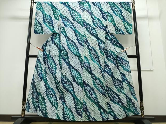 平和屋着物∴夏物 浴衣 有松鳴海絞り 変わり斜線菊文 綿 CAAY4613ng