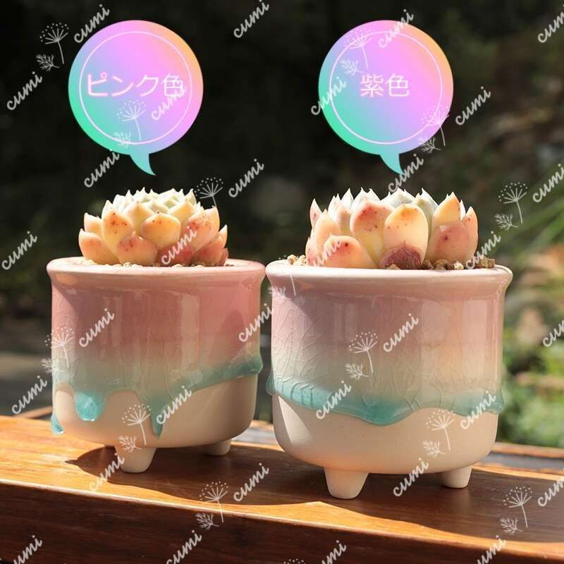 韓国 3号 【2個セット】雫シリーズ P かわいい 窯変 植木鉢 室内 陶器鉢 多肉 植物 鉢植え 激安 レア インテリア プレゼント 海外