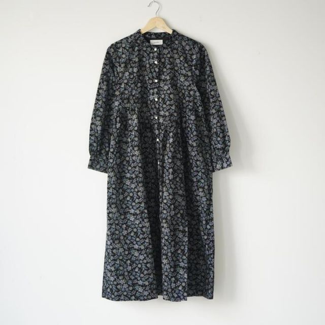 sosotto ソソット LIBERTYコーデュロイヨーク切替ギャザーOP charcoal リバティー ワンピース ドレス