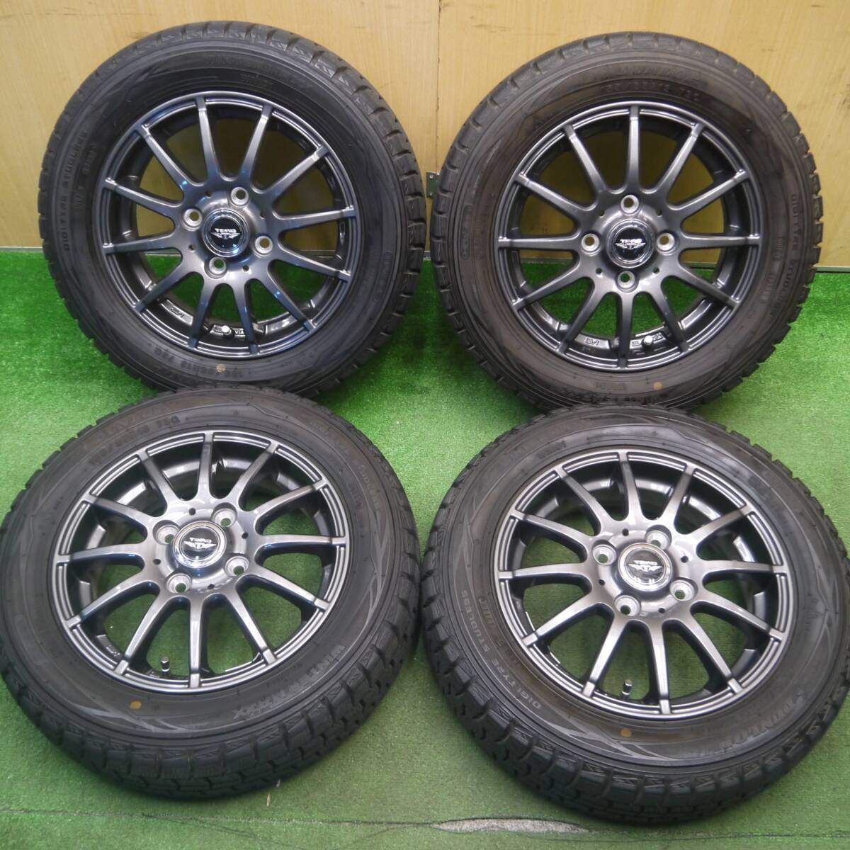 バリ溝 キレイ 9.5分以上 スタッドレス 155 65R13 ダンロップ ウインターマックス WM01 TEAD テッド 13インチ PCD100 4H 5020708Hス