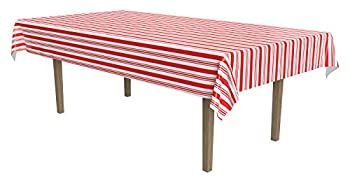 BeistleストライプTablecover、54、、108インチレッド/ホワイト