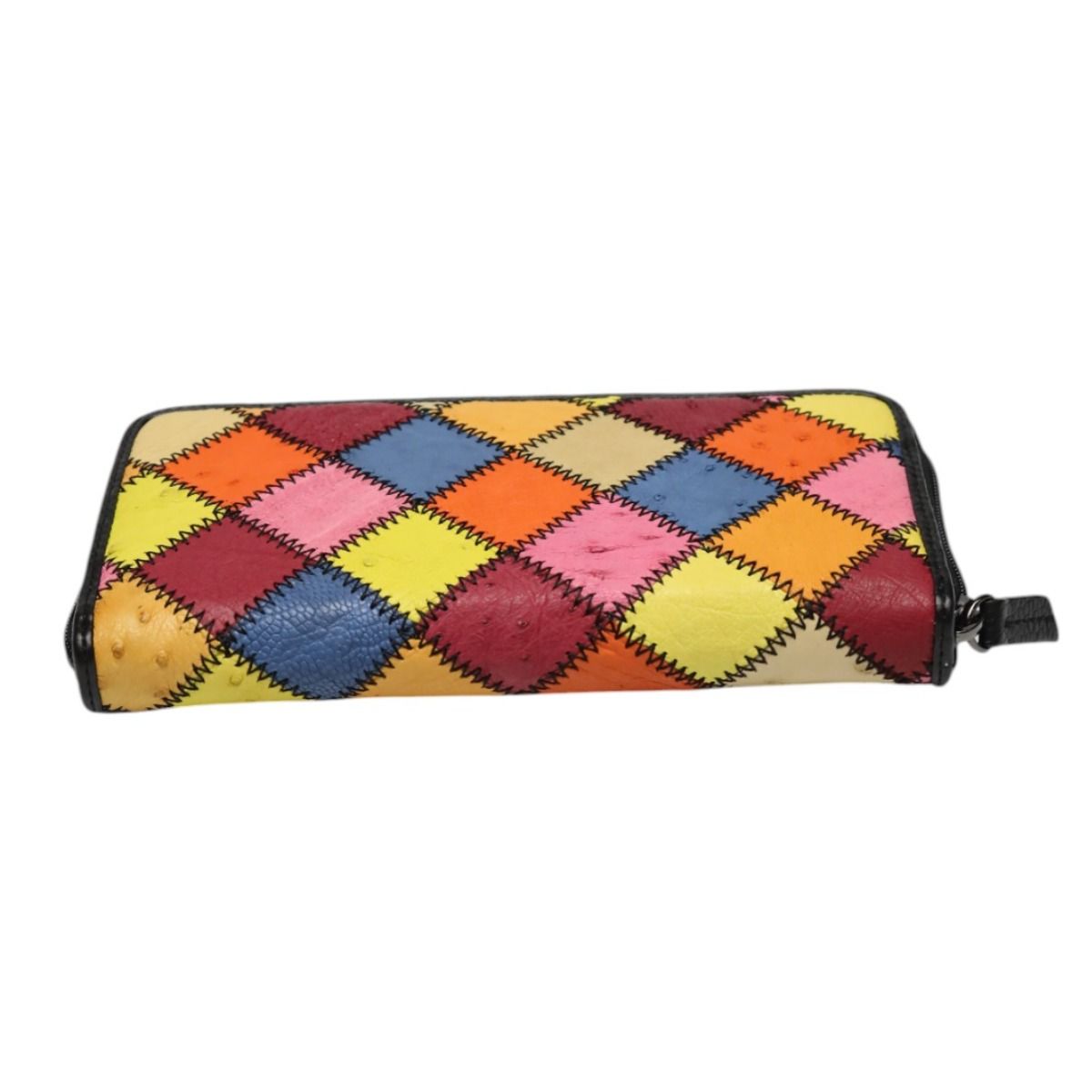 オーストリッチ LB-5055 パッチワーク 長財布 ラウンドファスナー 長