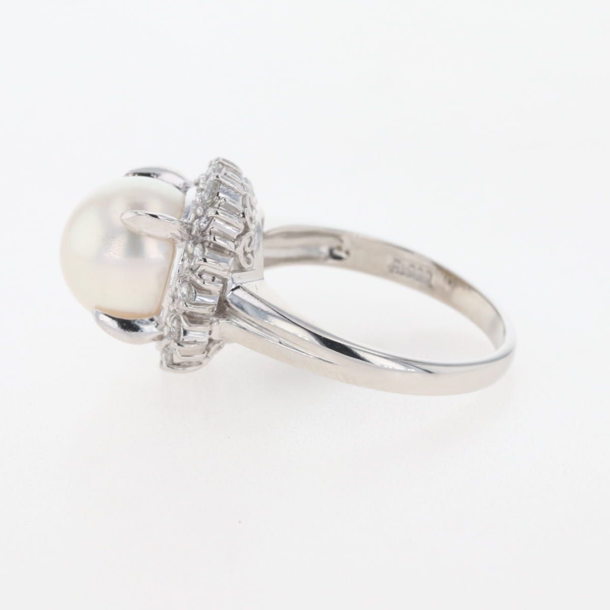 pt900ダイヤ入りパールファッションリング　16 パール デザインリング 16号 Pt900