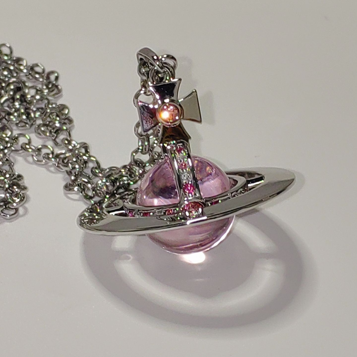 Vivienne Westwood スモールオーブネックレス シルバー×ピンク