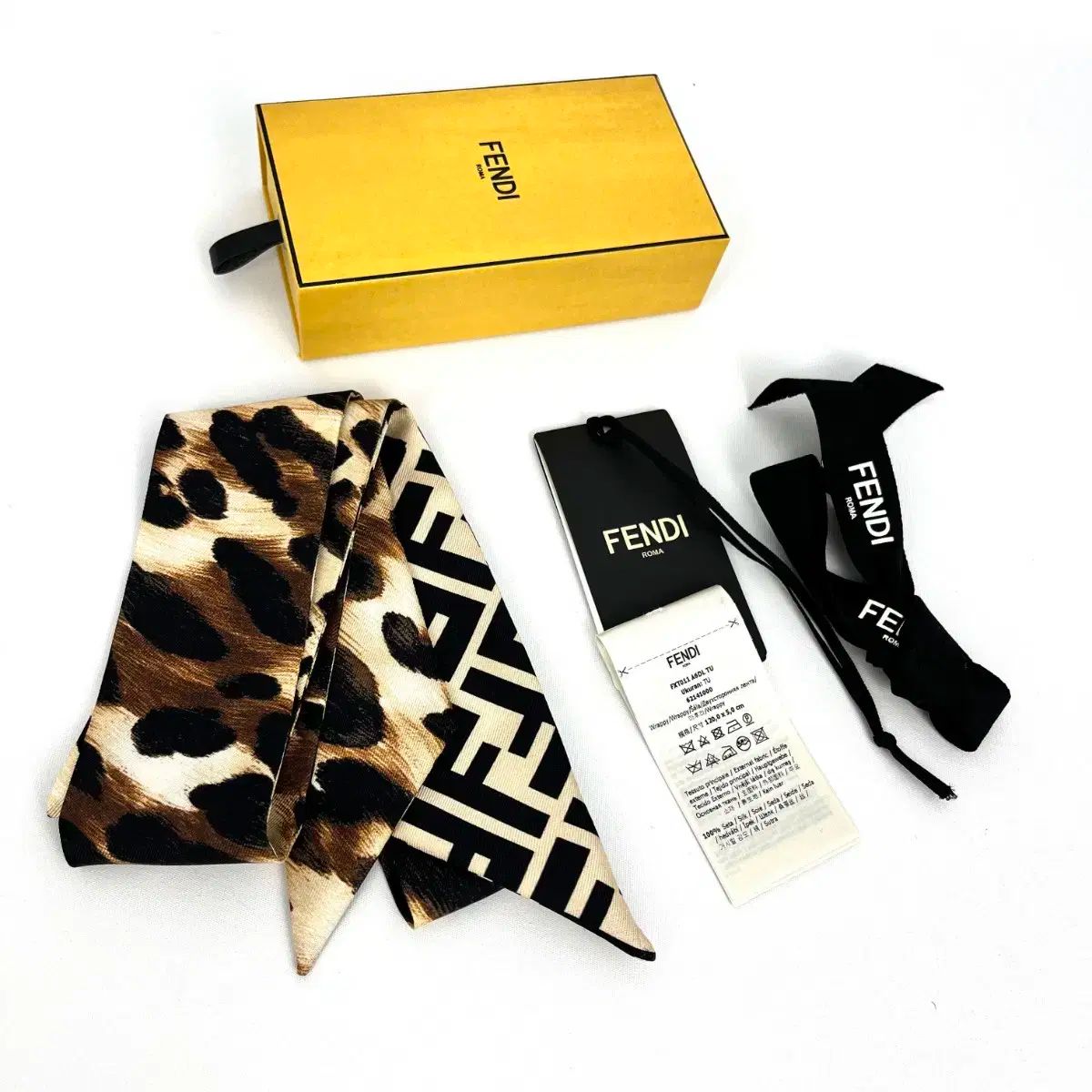 FENDI フェンディ レオパード シルク ツイリー バンド
