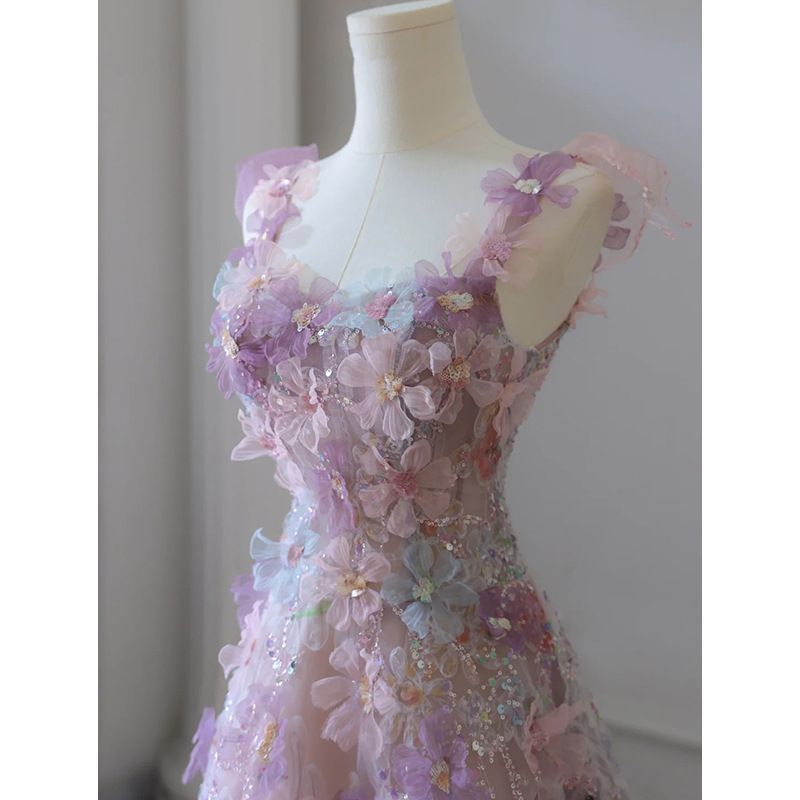 イブニングドレス パーティードレス ウェディングドレス 結婚式 披露宴 演奏会 Aライン フラワードレス MAAHADDERANG_COM