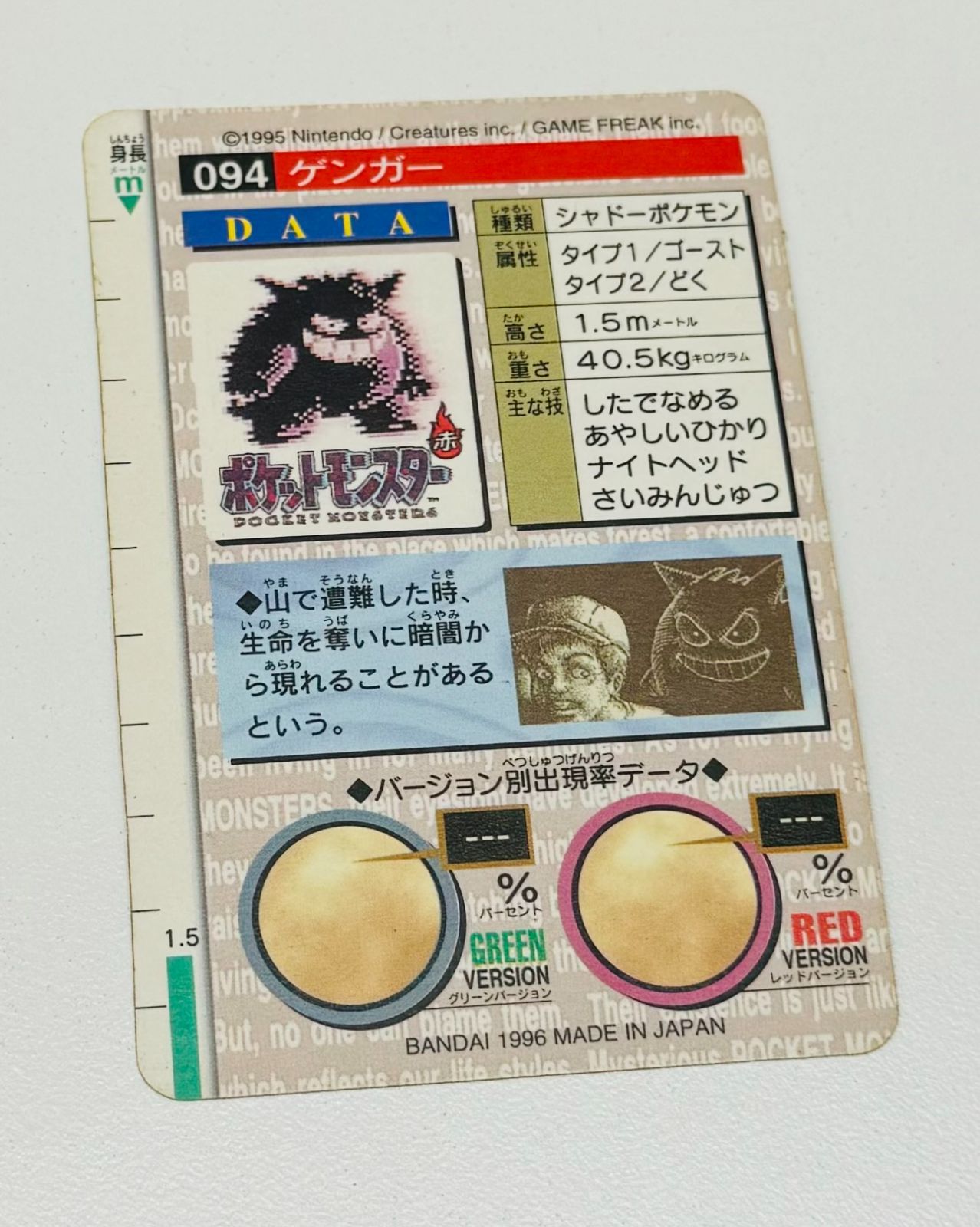 ポケモン - あや　【初期】1996年バンダイポケモンカードダス(ゲンガー 094)赤 初期】1996年バンダイポケモンカードダス ゲンガー094 赤