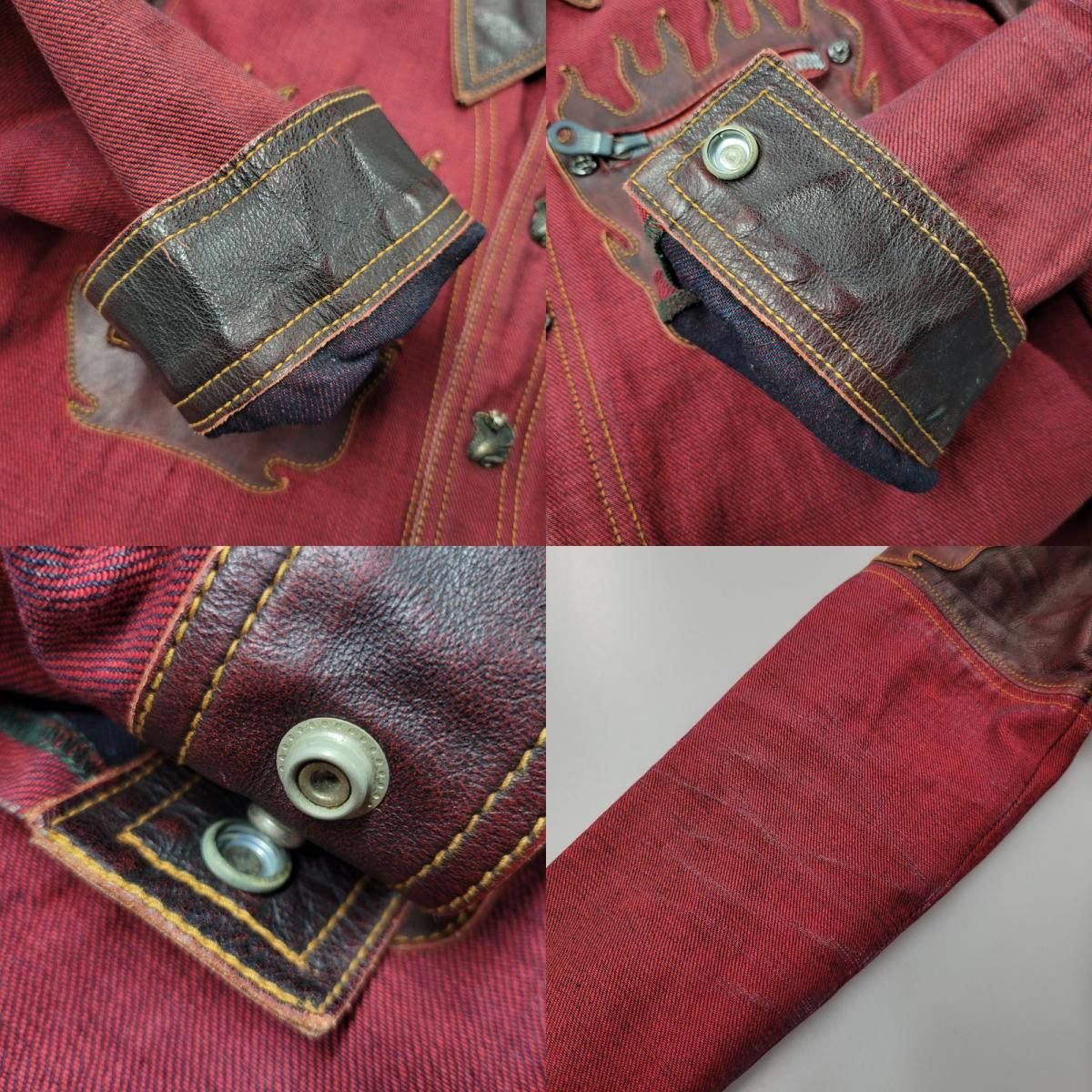 中古】【メンズ】 SKKIN SNAKE BUTTON LEATHER CUT BACK DENIM WESTERN 