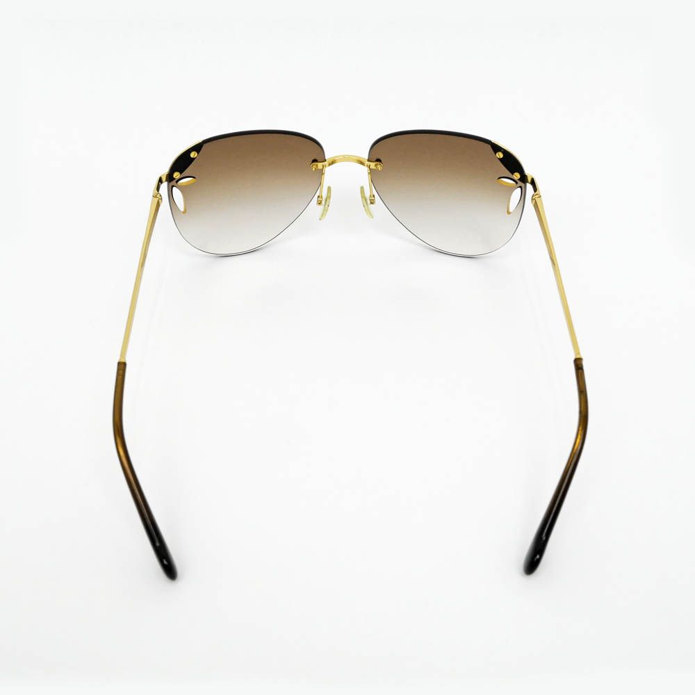 美品★ルイヴィトン Z0761U リラ パイロット サングラス／アイウェア レディース ブラウン×ゴールド 60□15 145 イタリア製 エレガント◎