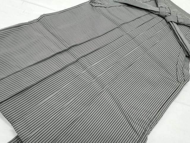 平和屋着物○男性 行灯袴 草木染 舞鶴平 諏訪 縞 正絹 逸品 CAAW3675vf ≪