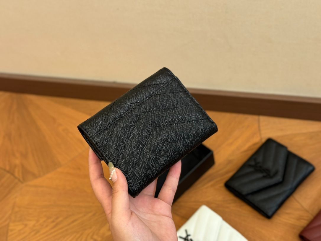 新品 YSL イヴサンローラン レザー 三つ折り財布 男女兼用  #02