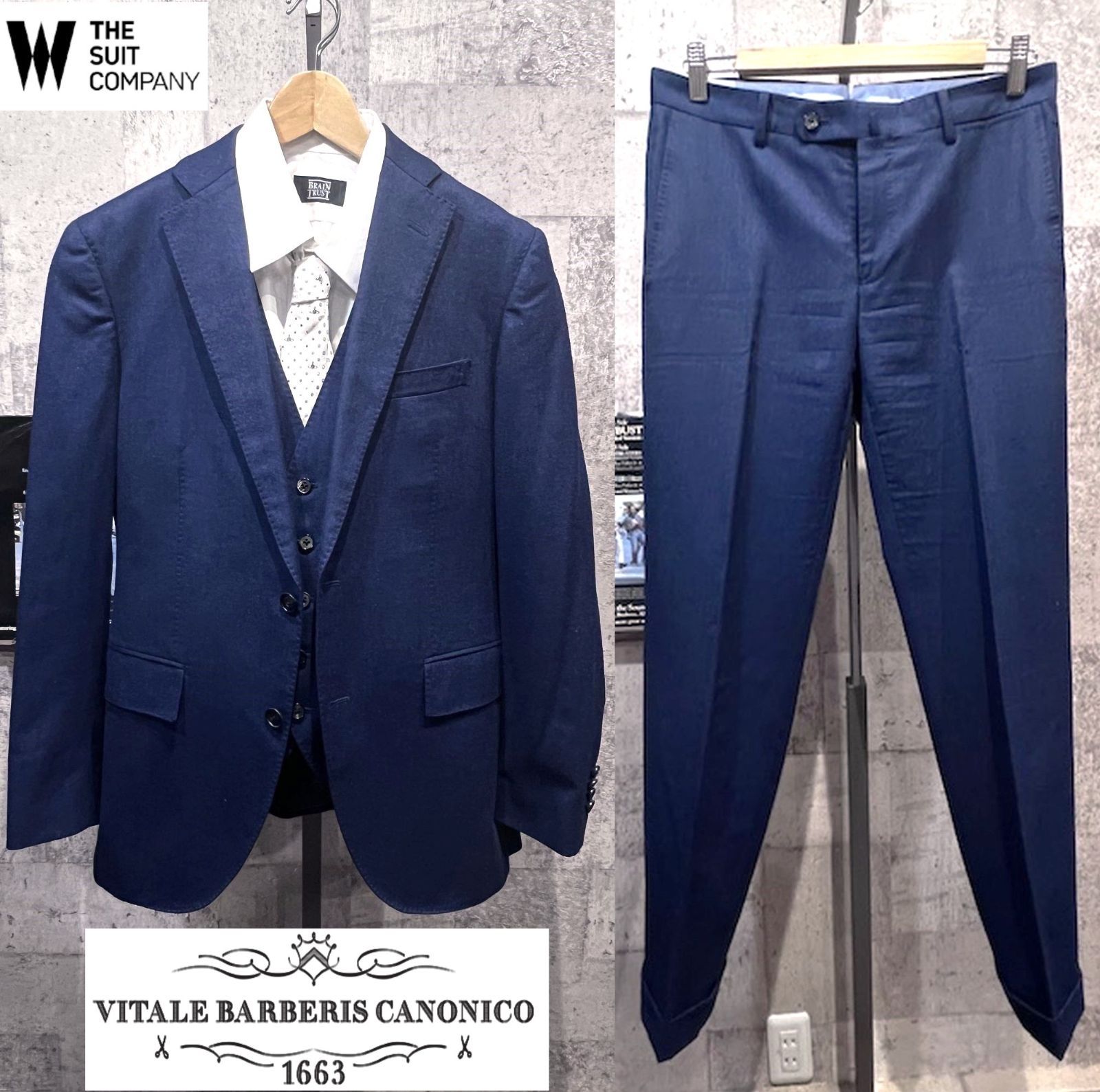 美品 カノニコ THE SUIT COMPANY スリーピース スーツ 175/8Drop/W78 