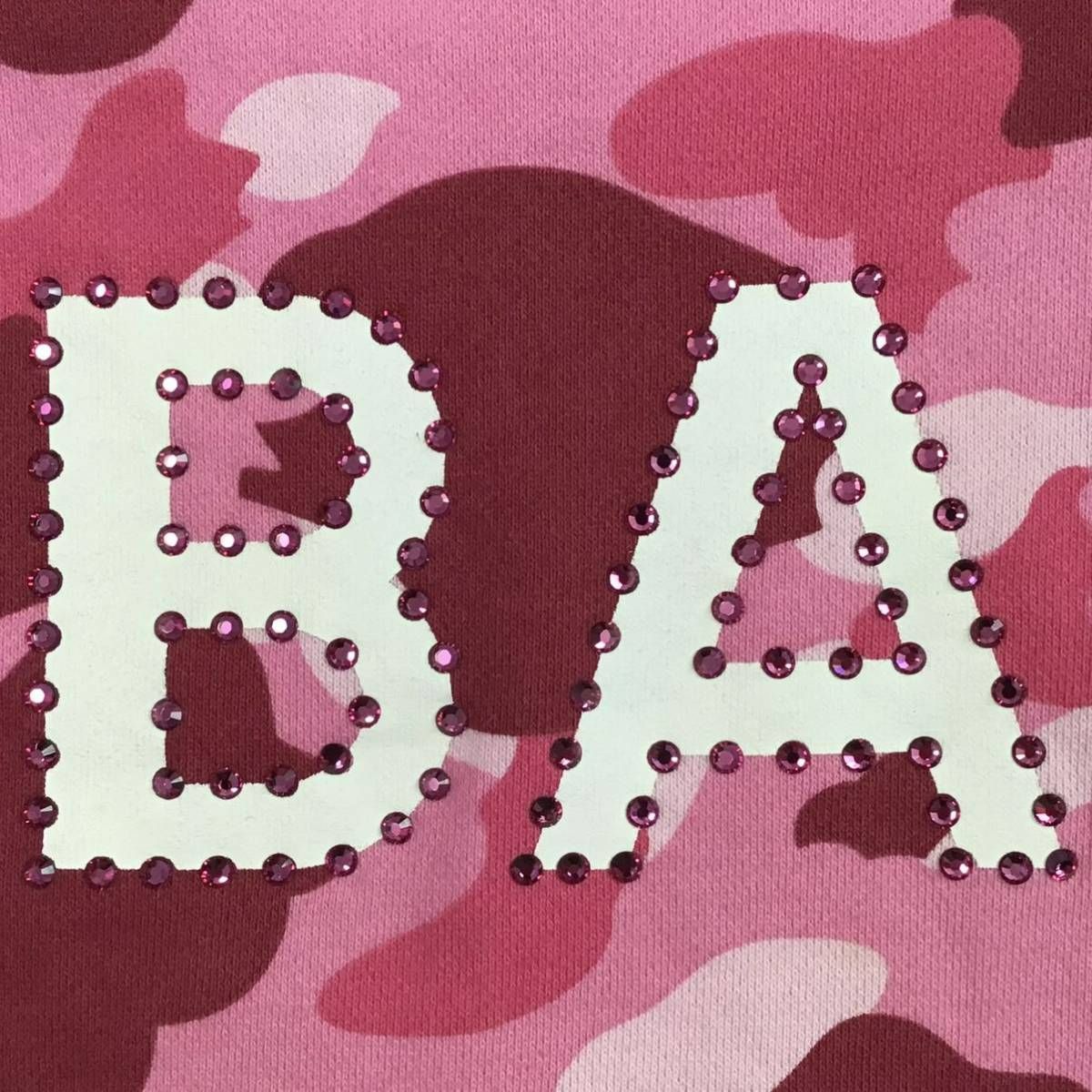 ピンク スワロフスキー BAPE LOGO 長袖 スウェット Mサイズ a ピンク スワロフスキー BAPE LOGO 長袖 スウェット Mサイズ a