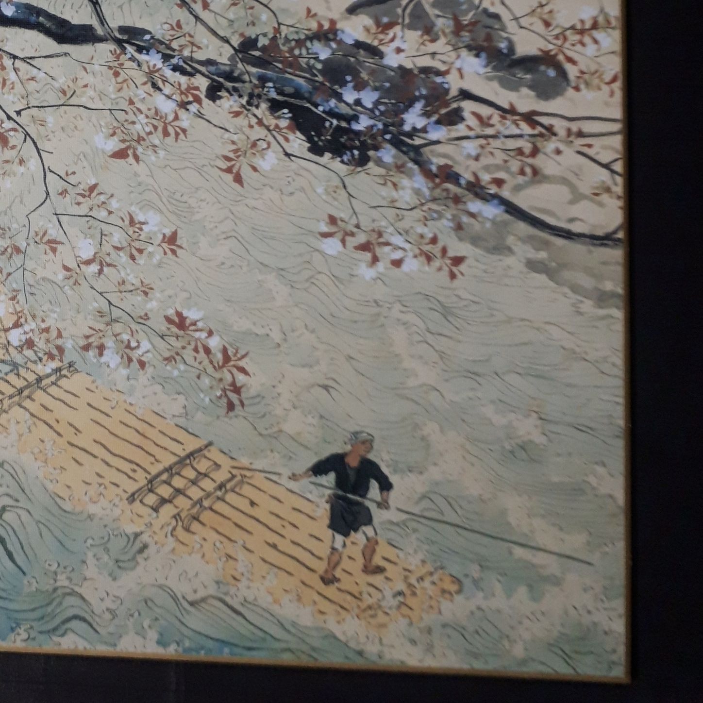 色紙アート 川合玉堂 花筏 風景画 日本画 川下り 花図 いかだ