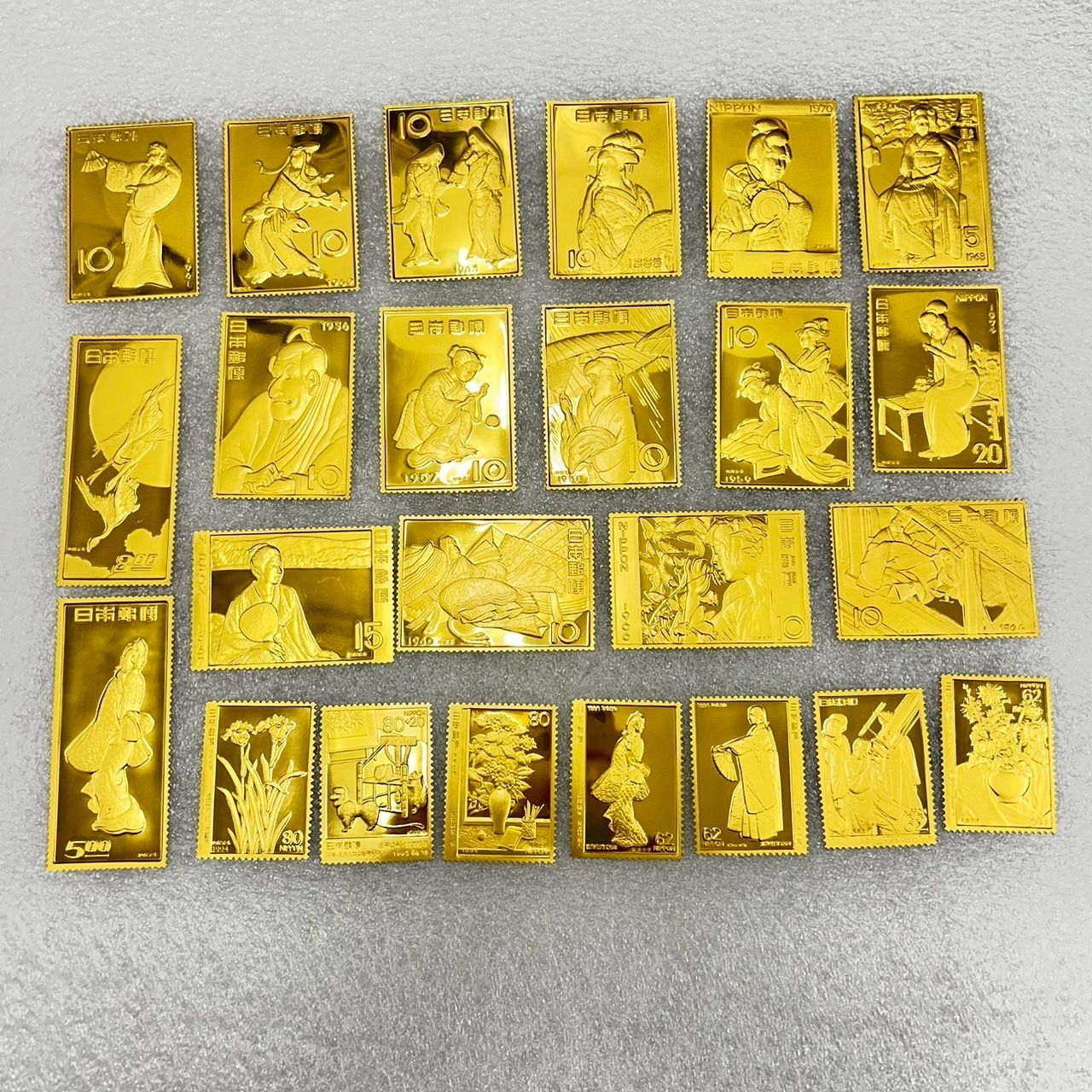 切手モチーフ 純銀金張 46枚 純銀 3枚 まとめ売り 300g越え