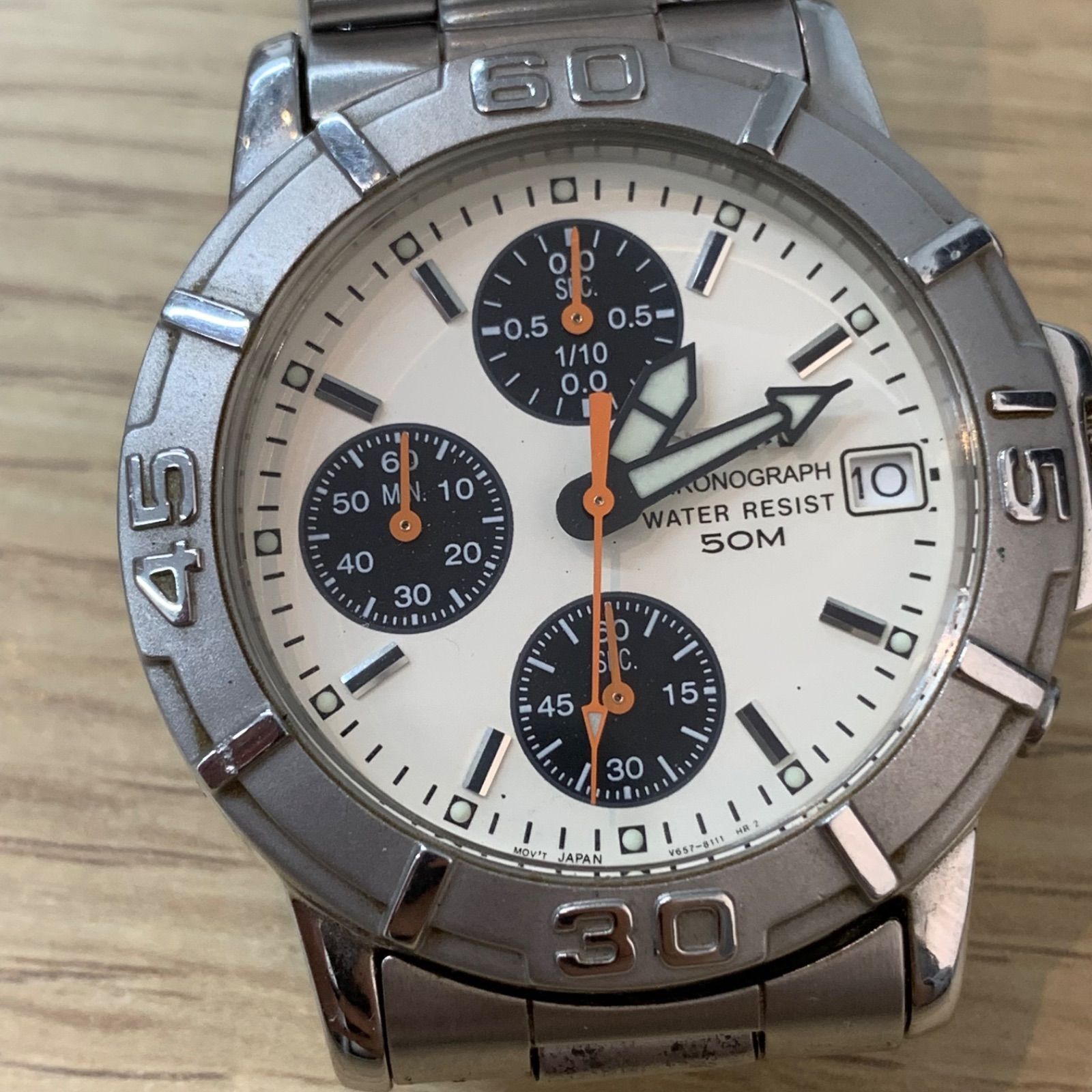 ✨可動品✨SEIKO V657-8060 クロノグラフ デイト アイボリー 動作未確認】【美品】SEIKO V657-8060 クロノグラフ デイト