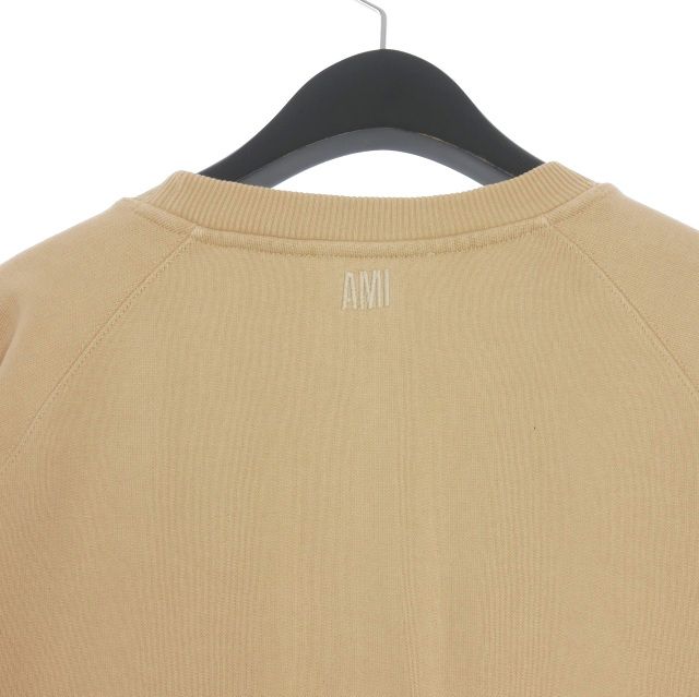 【売り切り】ami paris ベージュ スウェット トレーナー アミパリス AMI PARIS 24SS ハートロゴ 刺繍 ラグラン