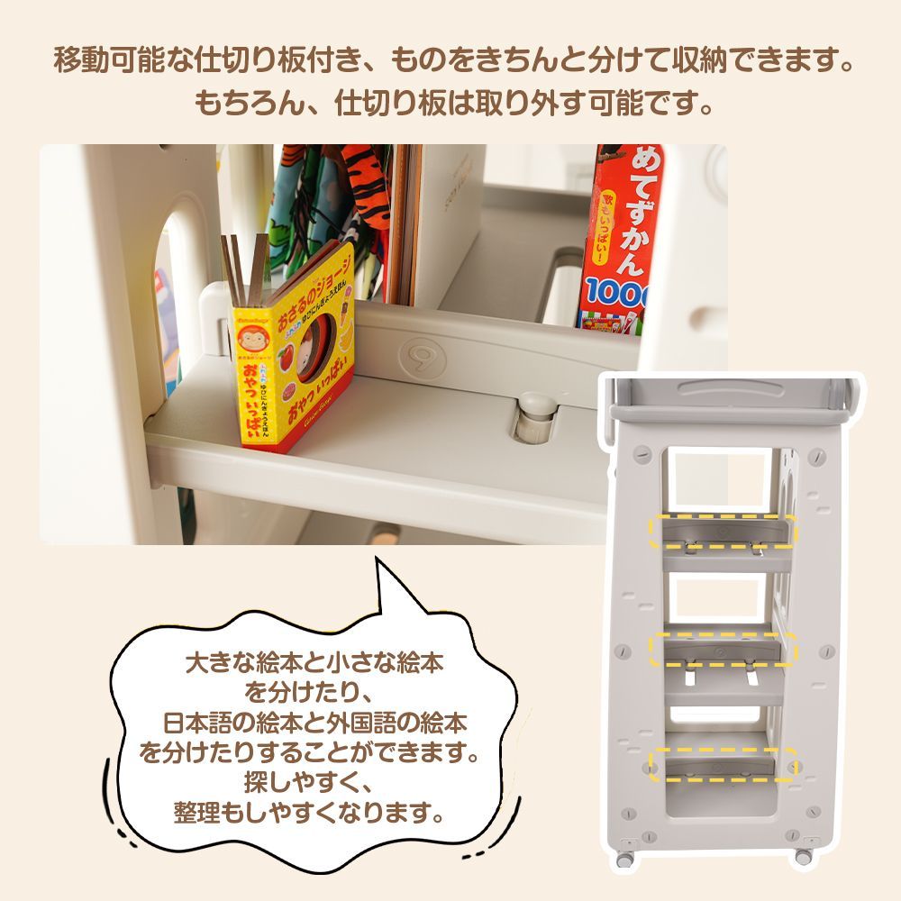 段キャスター付｜360° 自在回転｜おもちゃ大容量収納｜キッズ部屋用｜クリスマスギフト候補｜N509P241863A