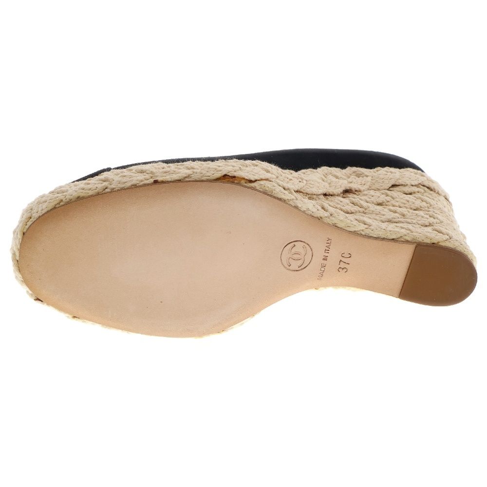 CHANEL (シャネル) ココマーク ウェッジソール ブラック スエード  