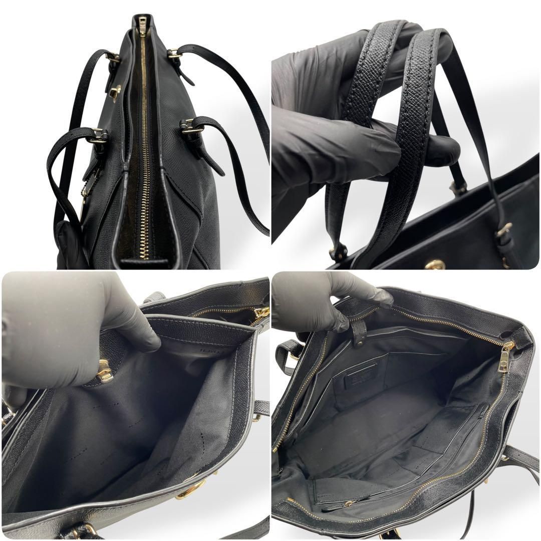 【美品】 COACH コーチ トートバッグ ポピー チャーム 大容量 A4収納可 美品 コーチ COACH トート ハンドバッグ シボ革 チャーム A4収納