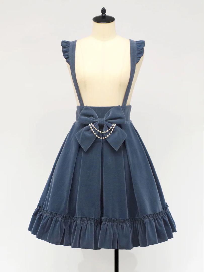 Velor Ribbon Giftスカート　ブルー アマベル】Velor Ribbon Gift スカート スモーキーブルー 青