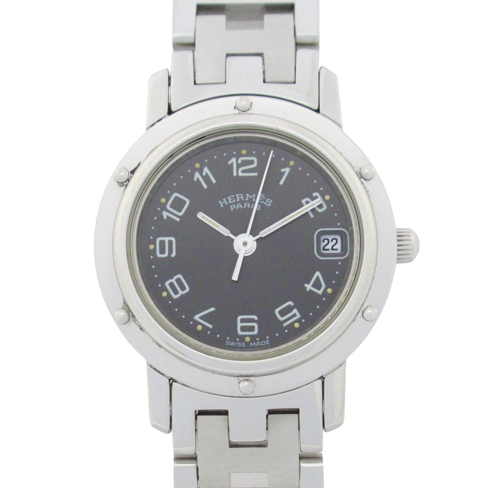 エルメス HERMES 腕時計 クリッパー CL4.210 グレー ステンレス エルメス HERMES 腕時計 クリッパー CL4.210 グレー ステンレス