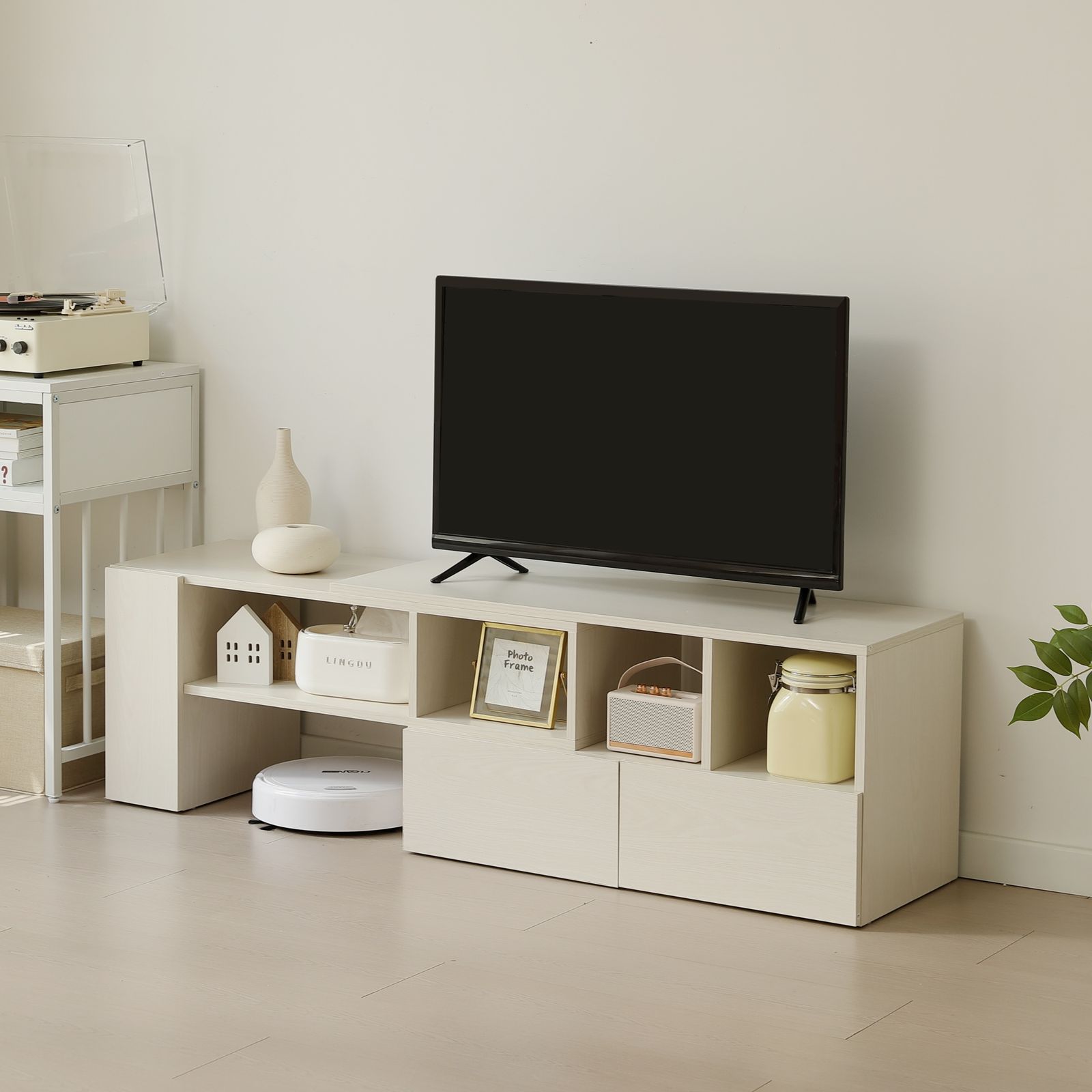 テレビ台 ローボード 収納 伸縮自由幅95～169cm テレビボード WHITE 