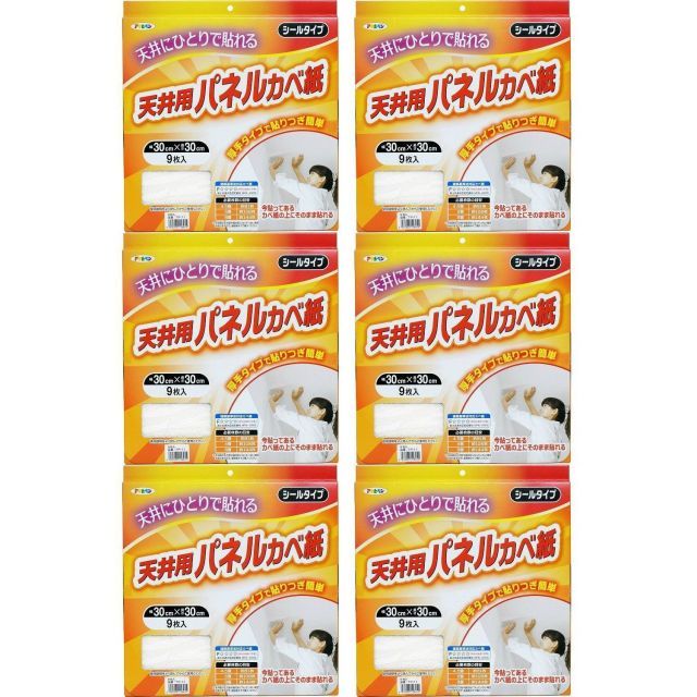 アサヒペン 厚手タイプ天井用パネルカベ紙 ９枚入り ＴＰ−１１ 6箱セット