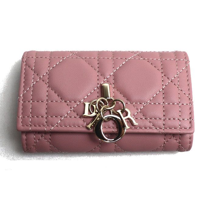 Christian Dior クリスチャンディオール カナージュ ラムスキン キーケース ピンク S0983ONMJ_M92P レディース 中古 美品