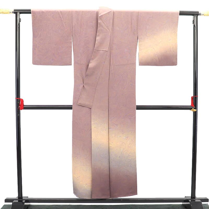 付下げ 袷 レディース 正絹 灰紫 墨流し 身丈154cm 裄丈63cm フォーマル Sサイズ相当