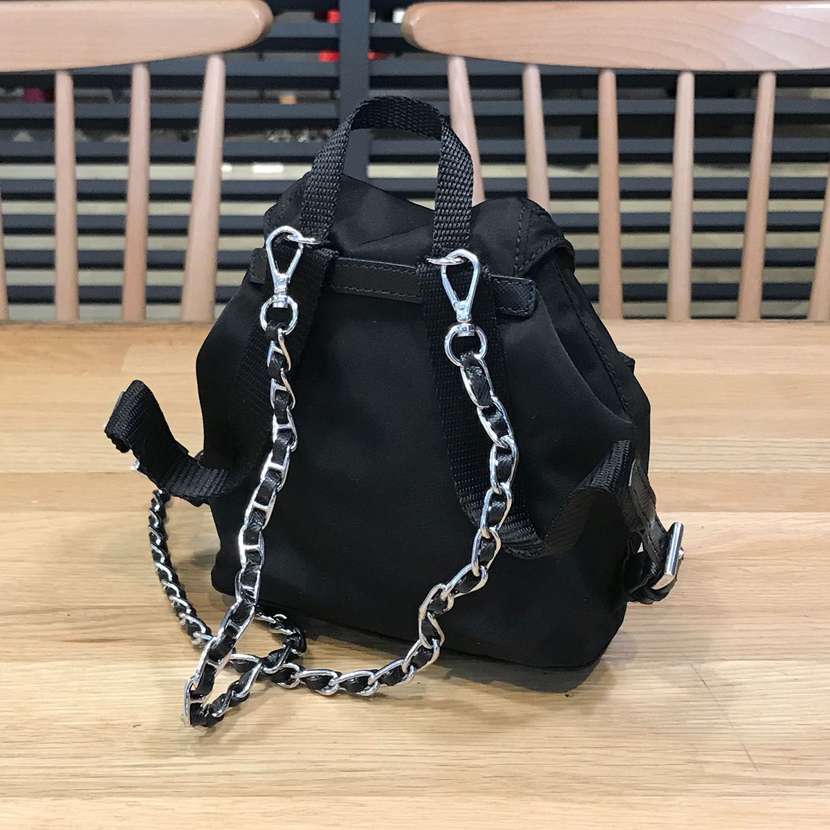 超美品】プラダ ミニリュック型 チェーンショルダーバッグ ナイロン 