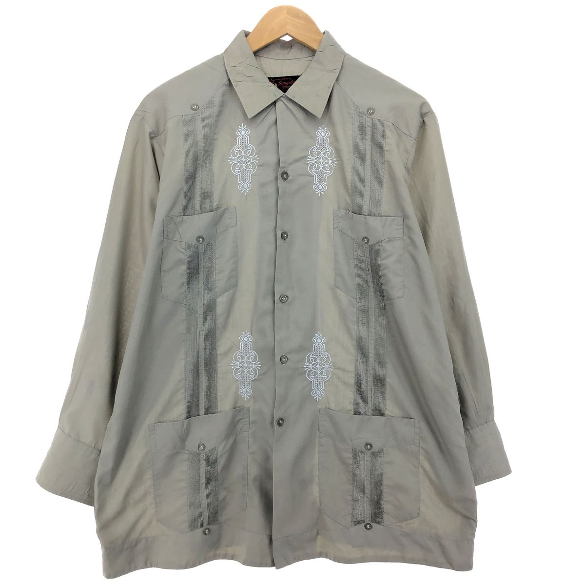 古着 GUAYABERAS YUCATECAS 長袖 メキシカンシャツ キューバシャツ メンズL/eaa422683