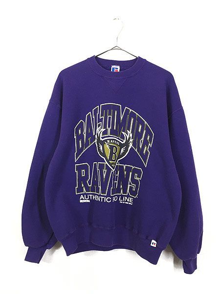 古着 90s USA製 NFL Baltimore Ravens レイブンズ 3段 プリント 